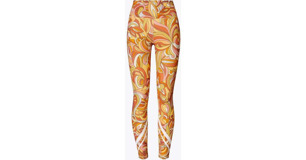 Tory Sport Tory Burch Weightless Printed Chevron 7/8 Legging in Orange