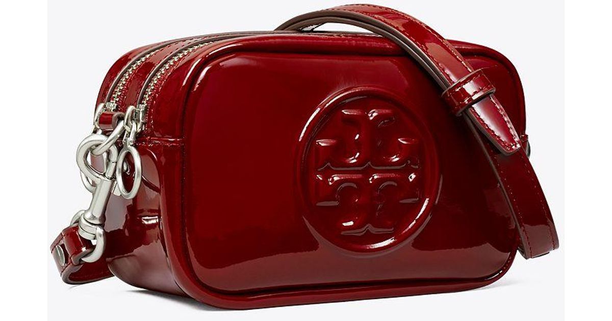 Tory Burch Leather Perry Bombé Patent Mini Bag in Red | Lyst