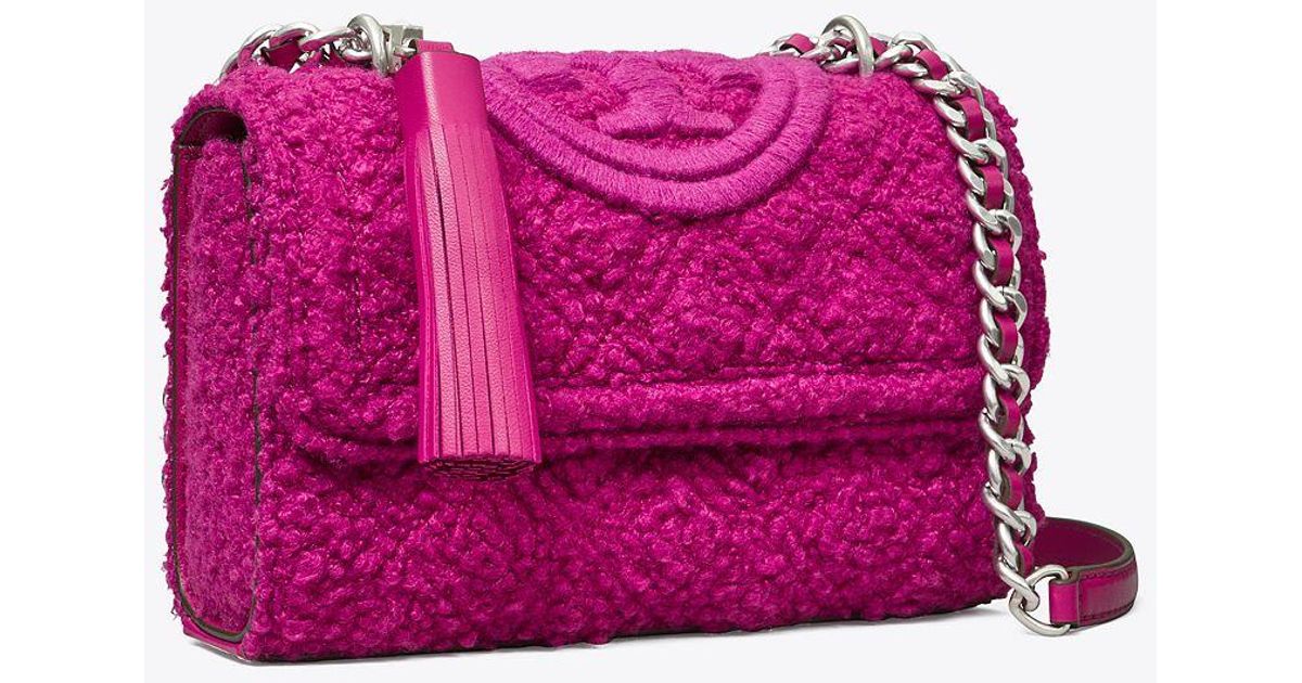 Tory Burch Small Fleming Bouclé Convertible Shoulder Bag in Pink Lyst
