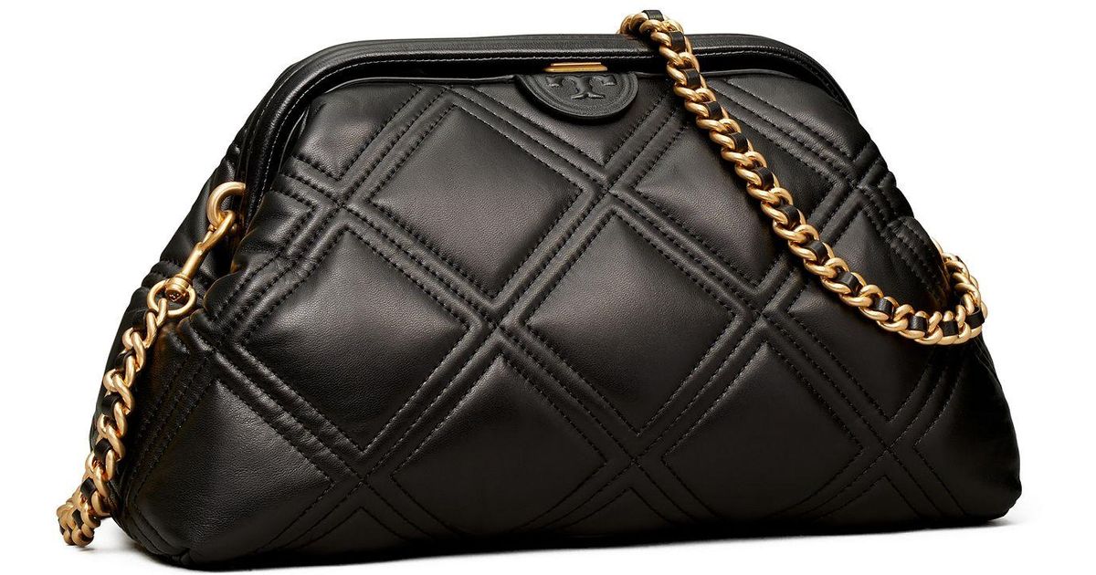 Tory Burch Leather Fleming Soft Frame Crossbody in Black Lyst