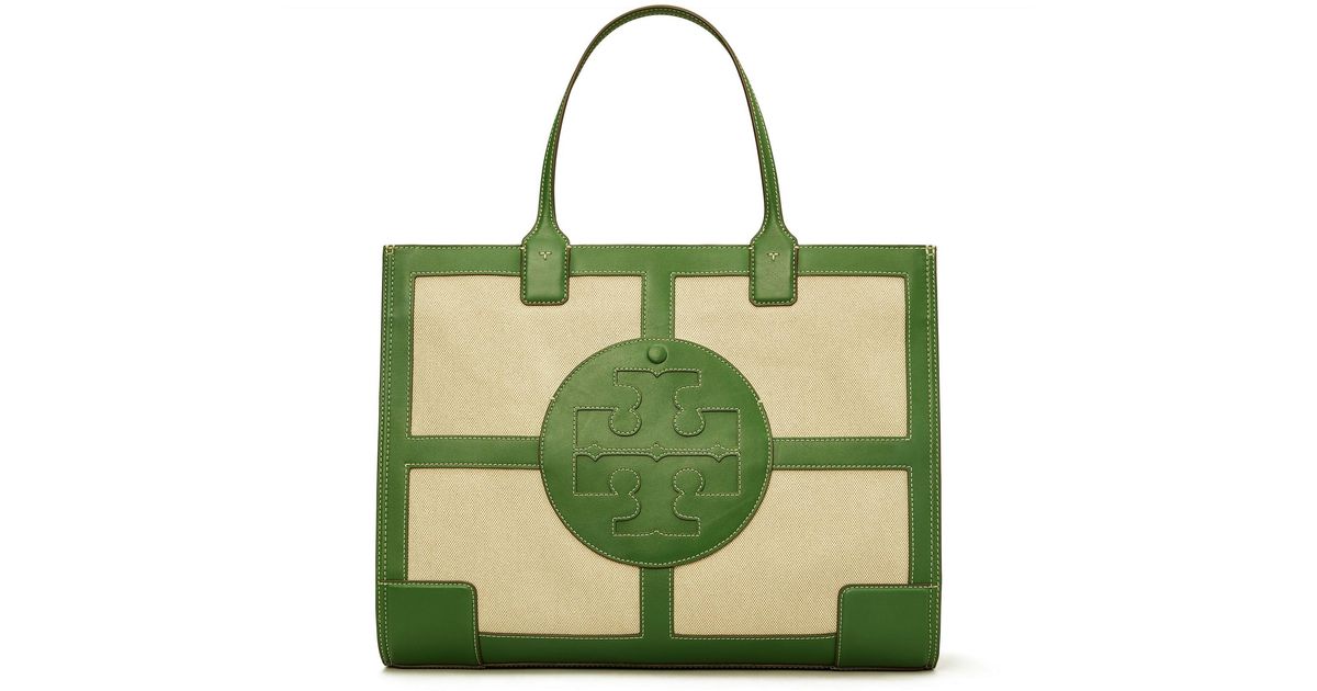 Tory Burch Ella Canvas Quadrant Tote Bag in Green Lyst Canada