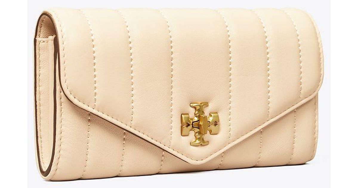 Tory Burch Leather Kira Quilted Envelope Wallet in White Lyst
