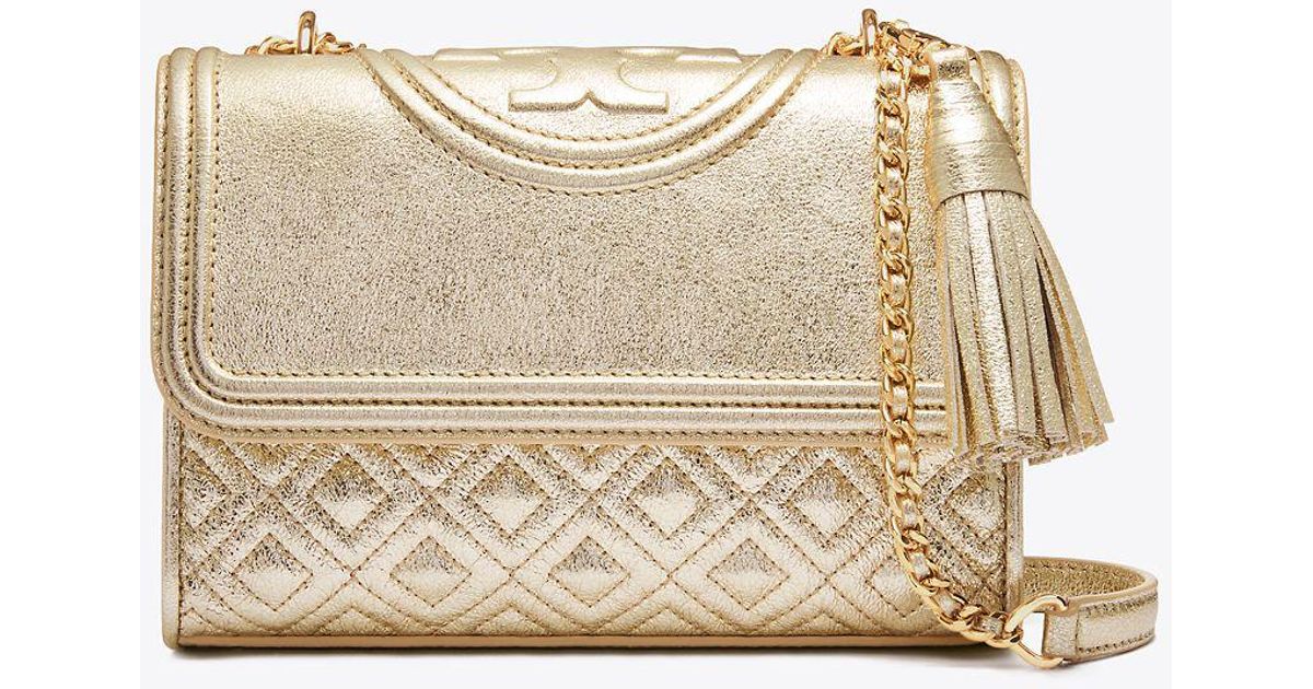 tory burch fleming metallic small convertible shoulder bag