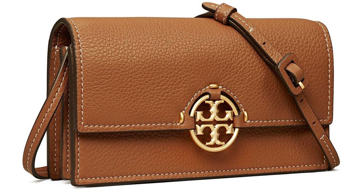Tory Burch Leather Miller Wallet Crossbody in Brown | Lyst Canada