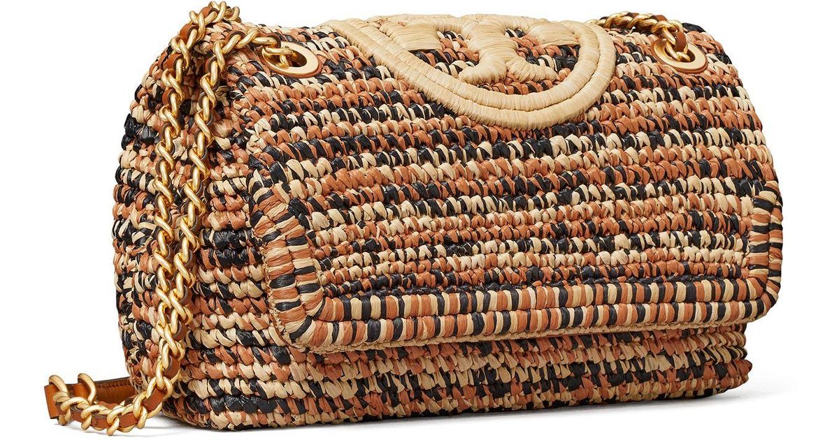 Tory Burch Fleming Soft Raffia Convertible Shoulder Bag Lyst