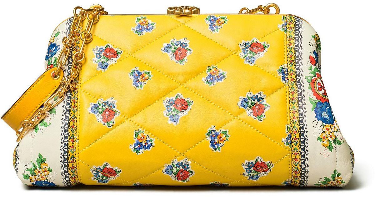 Tory Burch Cleo Quilted Floral Bag in Yellow Lyst Canada