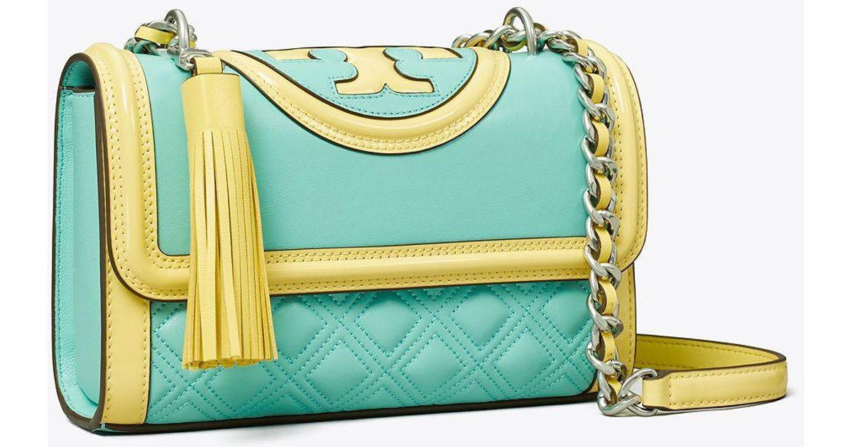 Tory Burch Small Fleming Patent Border Convertible Shoulder Bag in