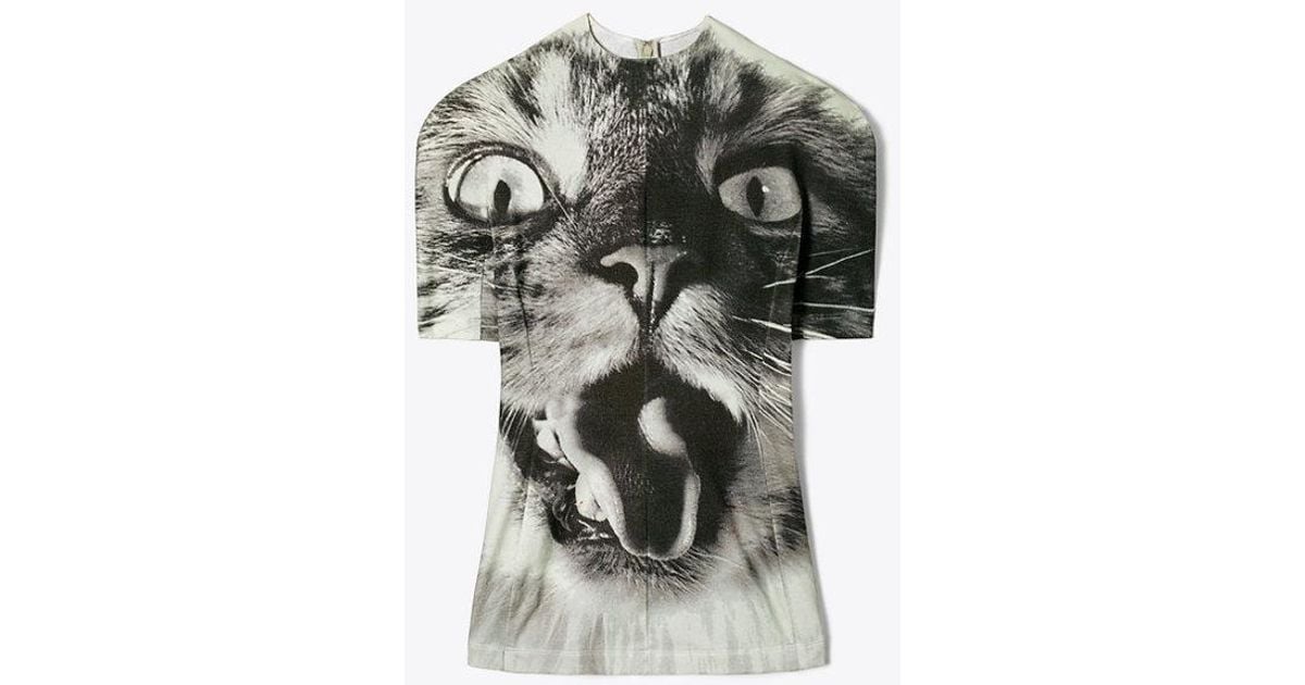 Tory Burch Cat Printed T-Shirt in White | Lyst