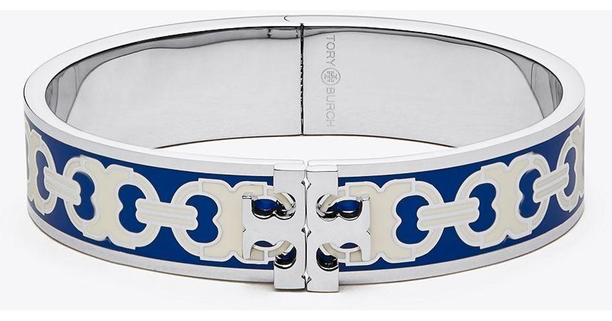 Tory Burch Kira Enamel Logo Bracelet in Blue - Lyst