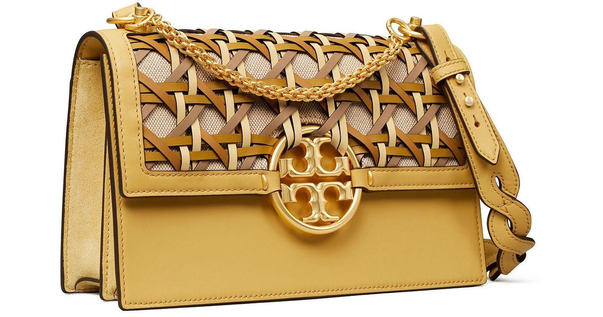 Tory Burch Leather Miller Basketweave Shoulder Bag Lyst