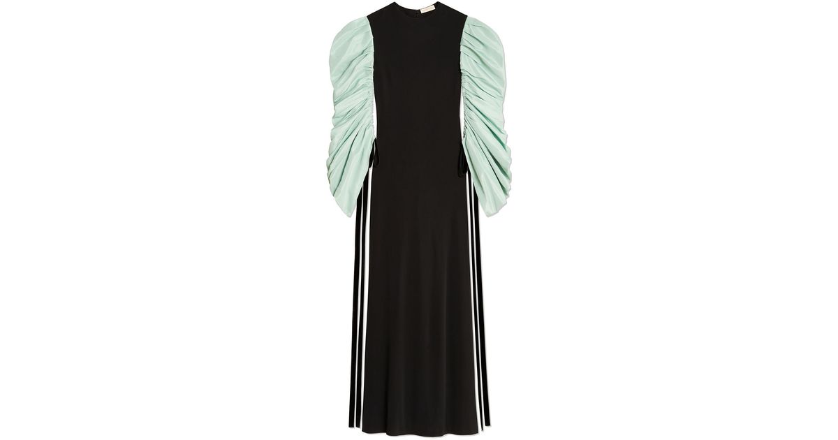 Gathered Taffeta Long Sleeve Dress 