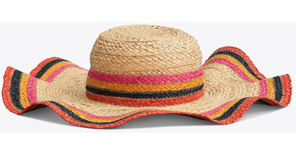 Tory Burch Striped Straw Hat - Lyst