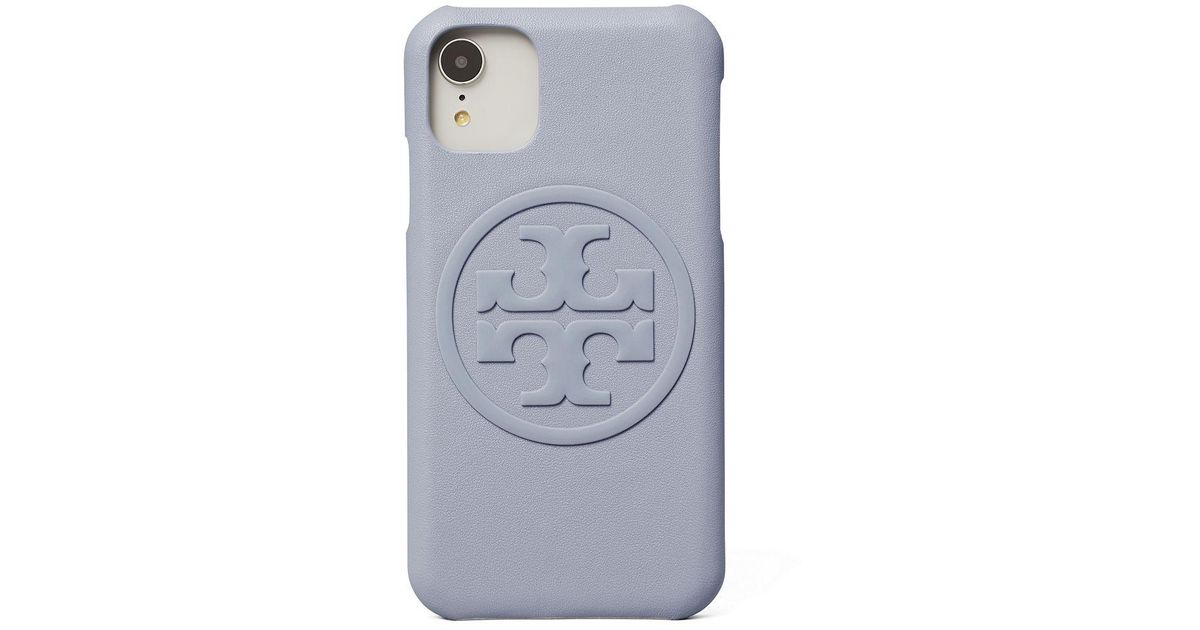 Tory Burch Leather Perry Bombe Phone Case For Iphone 11 in Cloud 
