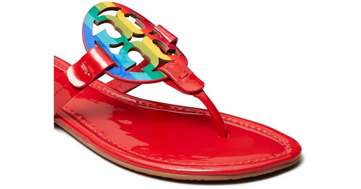 Tory Burch Miller Sandal, Printed Patent Leather in Red | Lyst