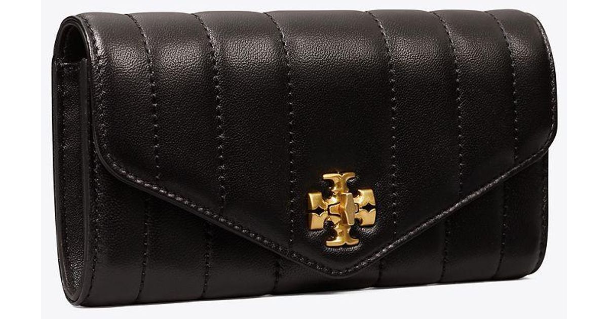 Tory Burch Leather Kira Quilted Envelope Wallet in Black Lyst