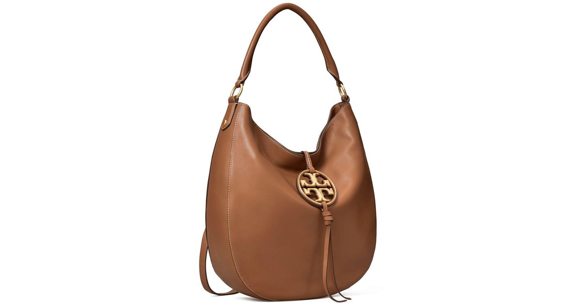 Tory Burch Miller Metal logo Slouchy Hobo in Brown Lyst Canada