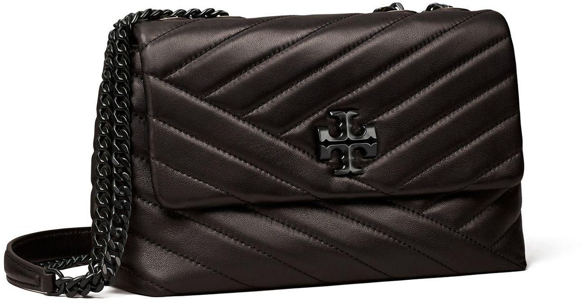 Tory Burch Leather Kira Chevron Powdercoated Small Convertible
