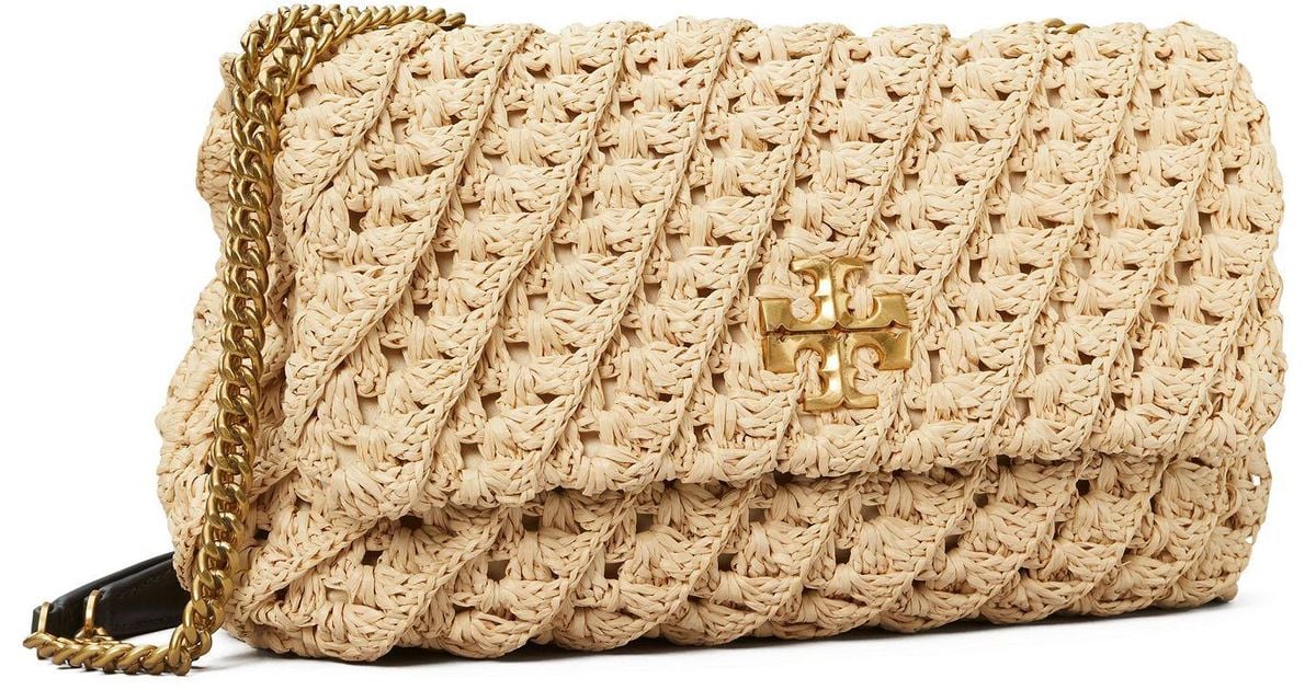 Tory Burch Kira Crochet Convertible Shoulder Bag in Natural | Lyst Canada