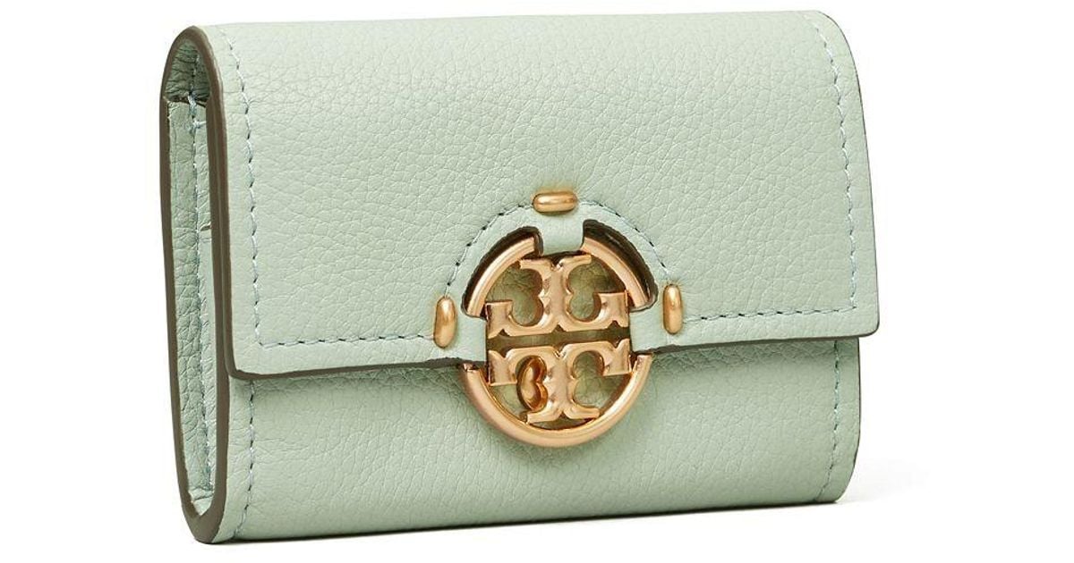 Tory Burch Leather Miller Mini Wallet in Green Lyst