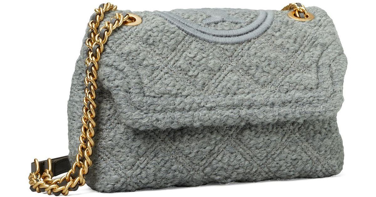 Tory Burch Tweed Fleming Soft Boucle Small Convertible Shoulder Bag in