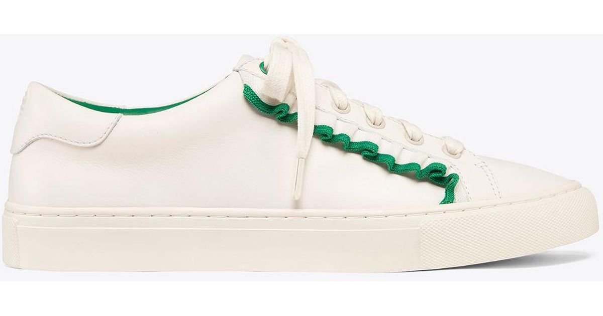 Tory Burch Leather Ruffle Sneakers in White - Save 61% - Lyst