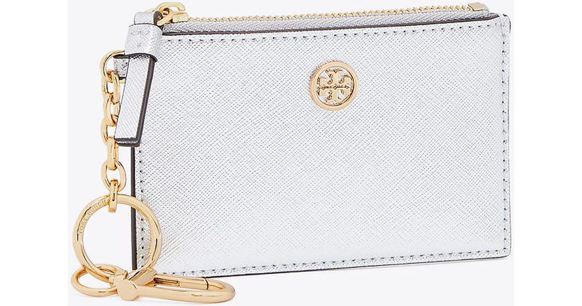 Tory Burch Robinson Metallic Card Case Key Ring Lyst Canada