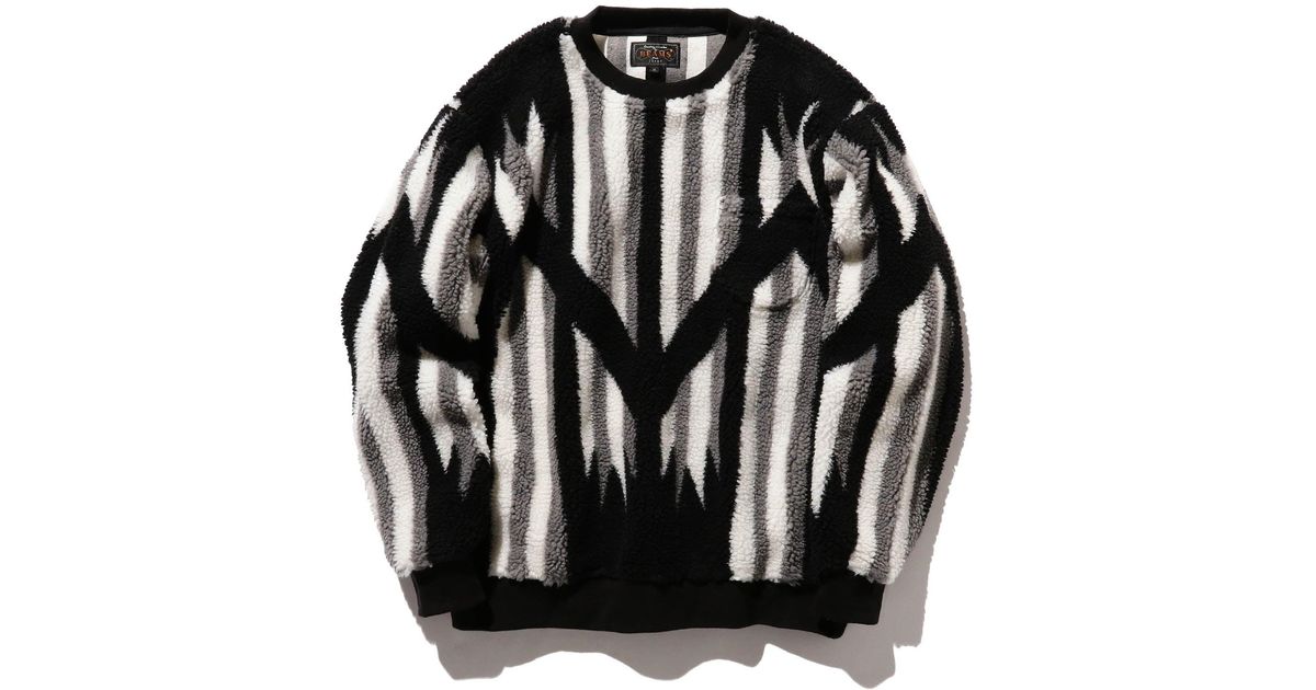 Beams Plus Crew Boa Native Rag Pattern in Black for Men | Lyst