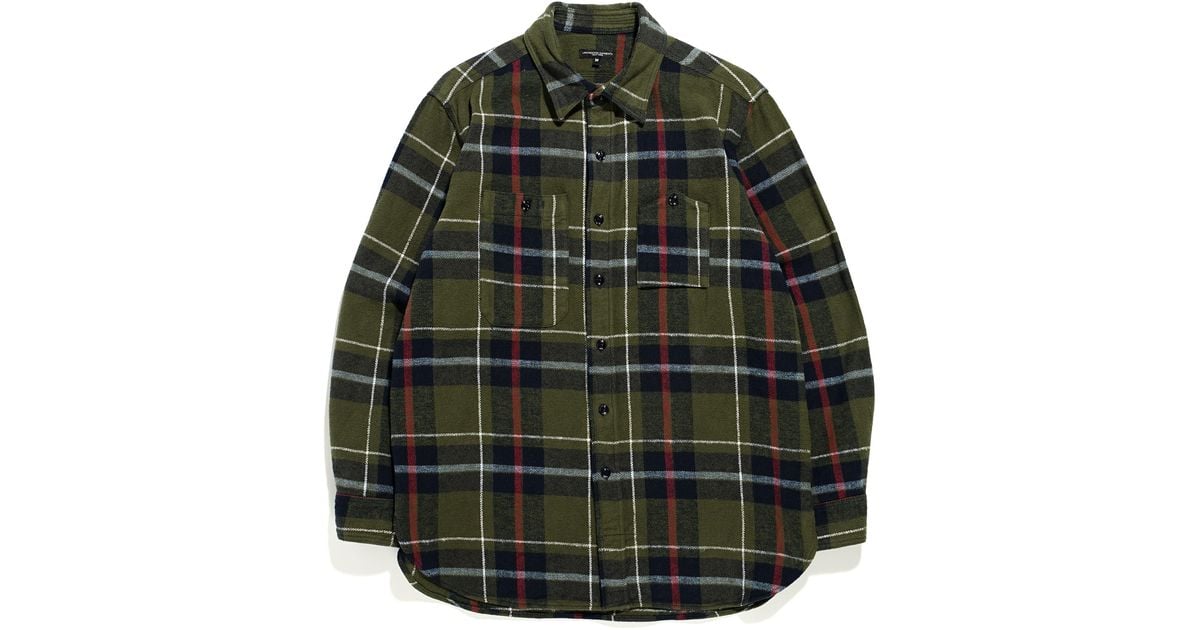 Engineered Garments Work Shirt Green/navy Big Plaid Heavy Flannel for ...