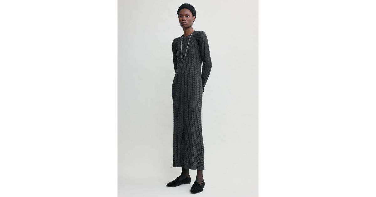 TOTEME Cable Knit Dress Charcoal | Lyst UK