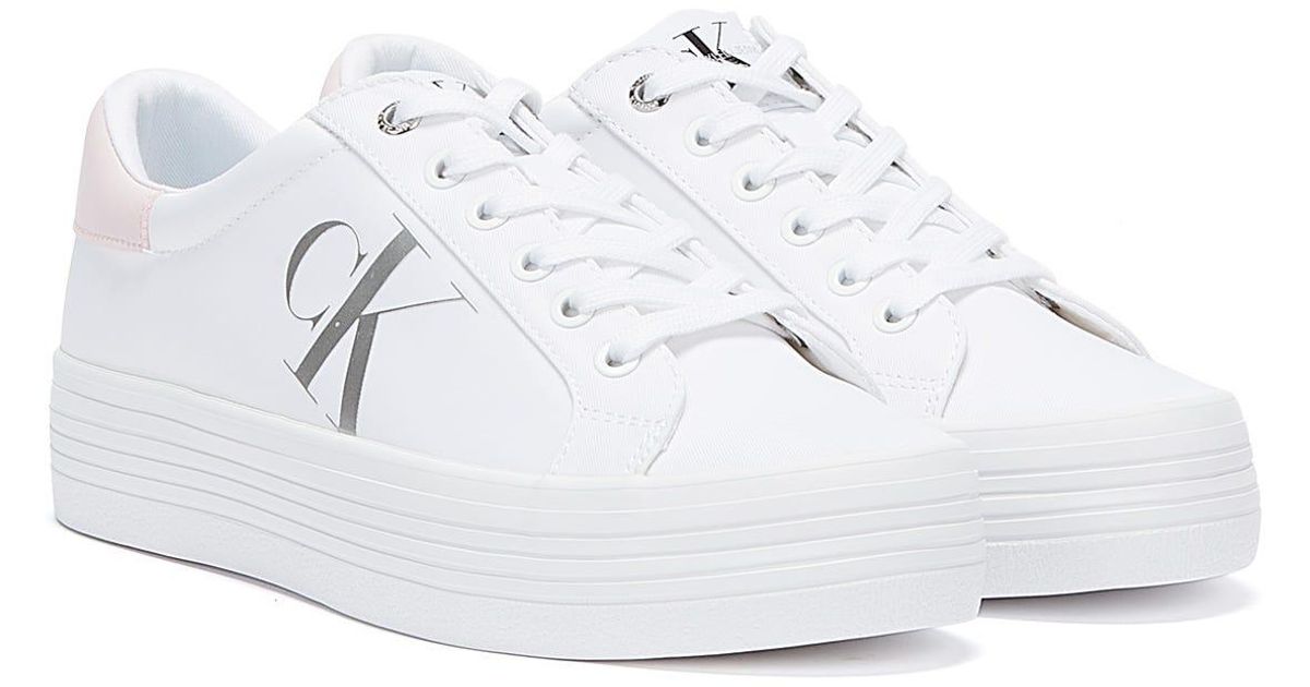 Calvin Klein Synthetic Vulcanised Flatform Nylon Trainers in White - Lyst