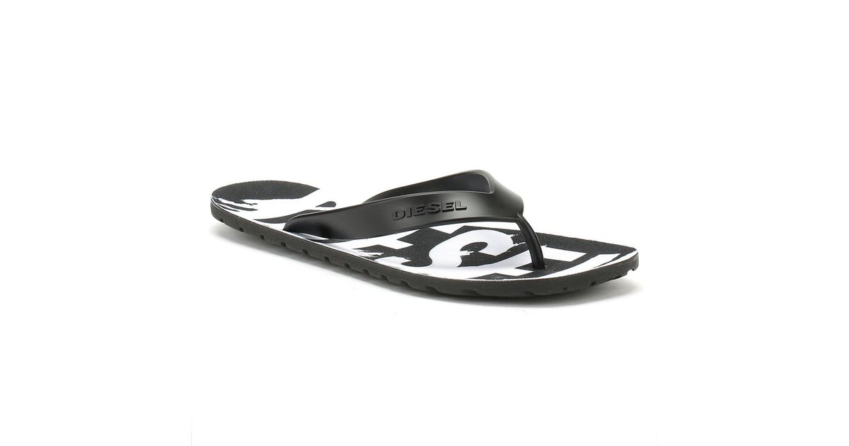 diesel splish flip flops white