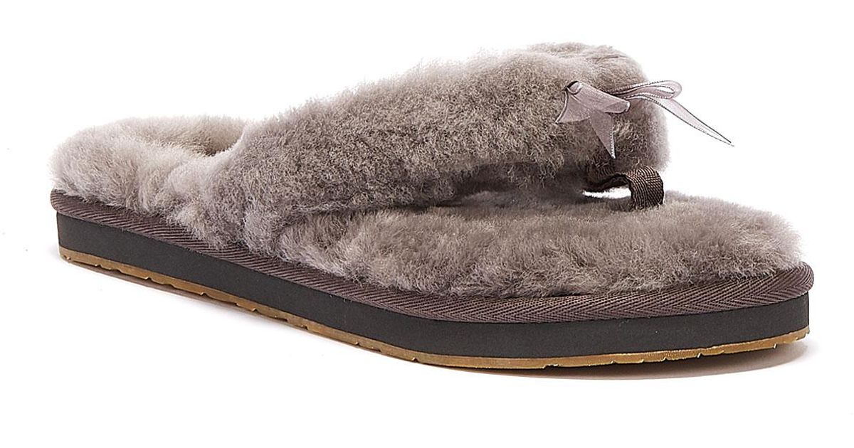 UGG Rubber UGG Fluff Flip Flop Iii Womens Grey Slippers in Gray Lyst