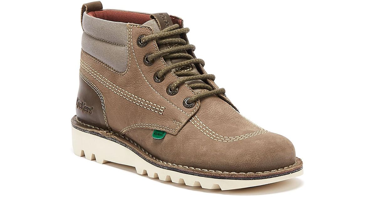Kickers Kick Hi Mash Up Tan Leather Mens Boots