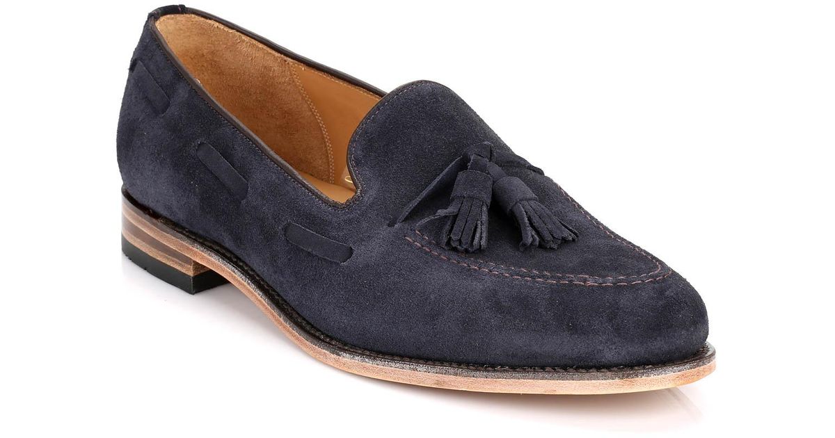 Loake Mens Navy Lincoln Suede Loafers in Blue for Men | Lyst UK