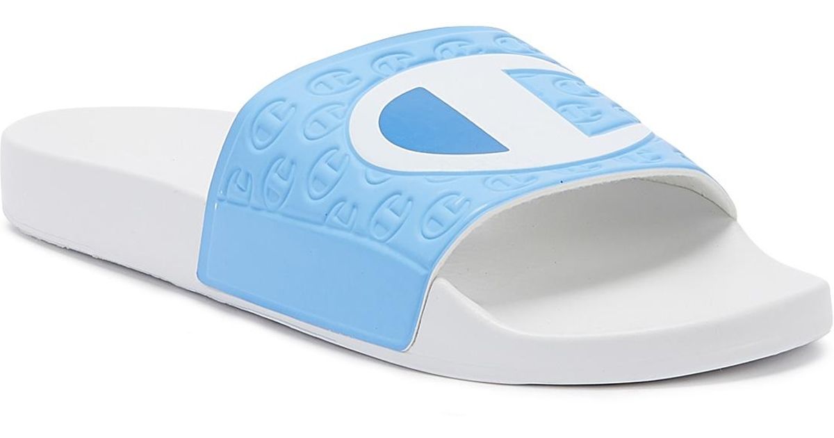 light blue champion slides