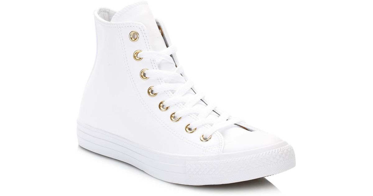 converse white & gold all star coral craft pu ox trainers