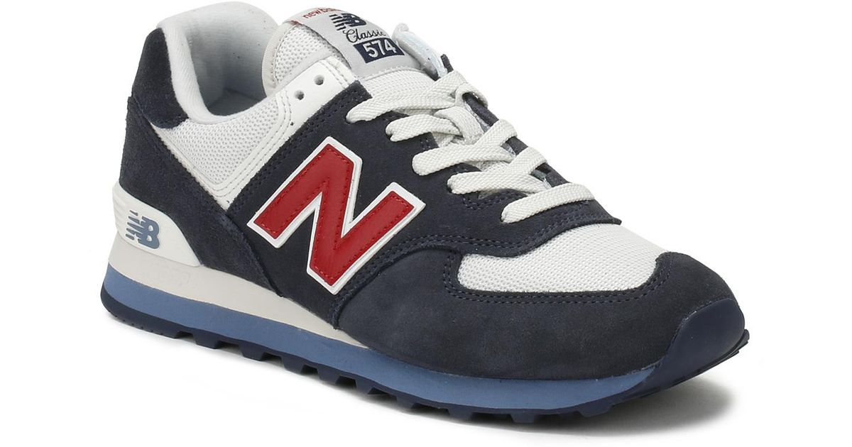 navy and red new balance 574