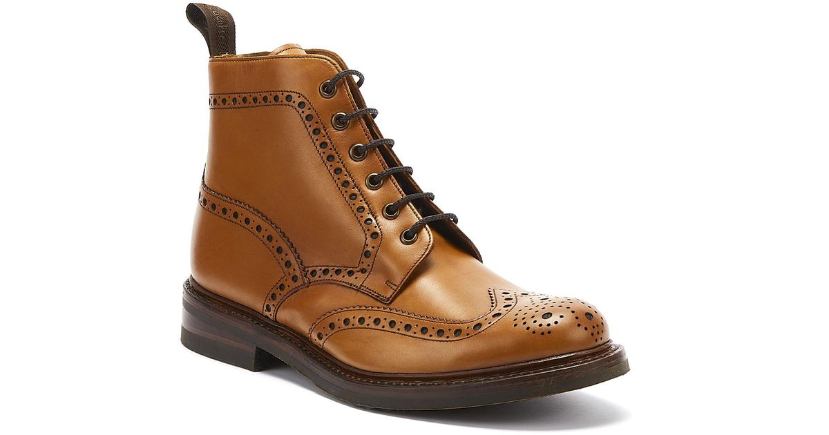 Loake Men's Leather Wide Fit Brogue Boots in Brown for Men | Lyst UK