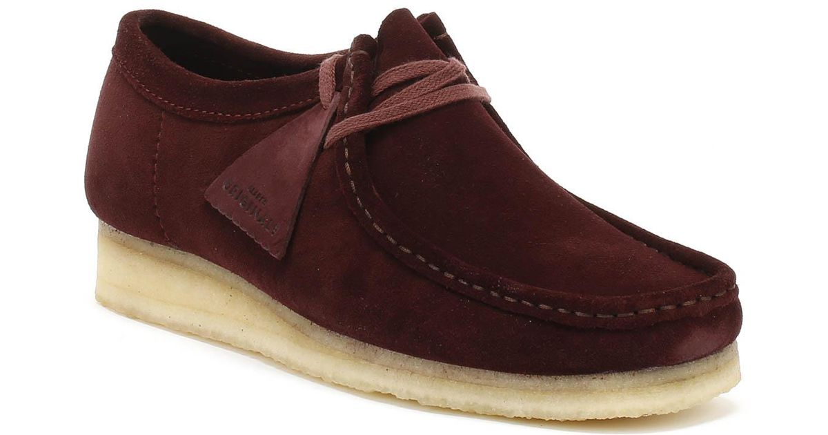 Clarks Suede Originals Wallabee Mens Burgundy Shoes for Men - Lyst