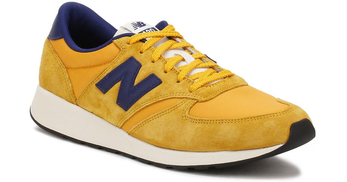 New Balance Mens Yellow Blue Suede 420 Re engineered Trainers for men New Balance Mens Yellow Blue Suede 420 Re engineered Trainers for men