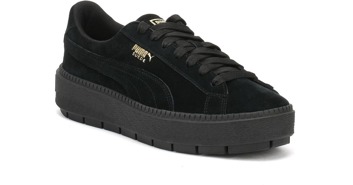 black puma platform trainers