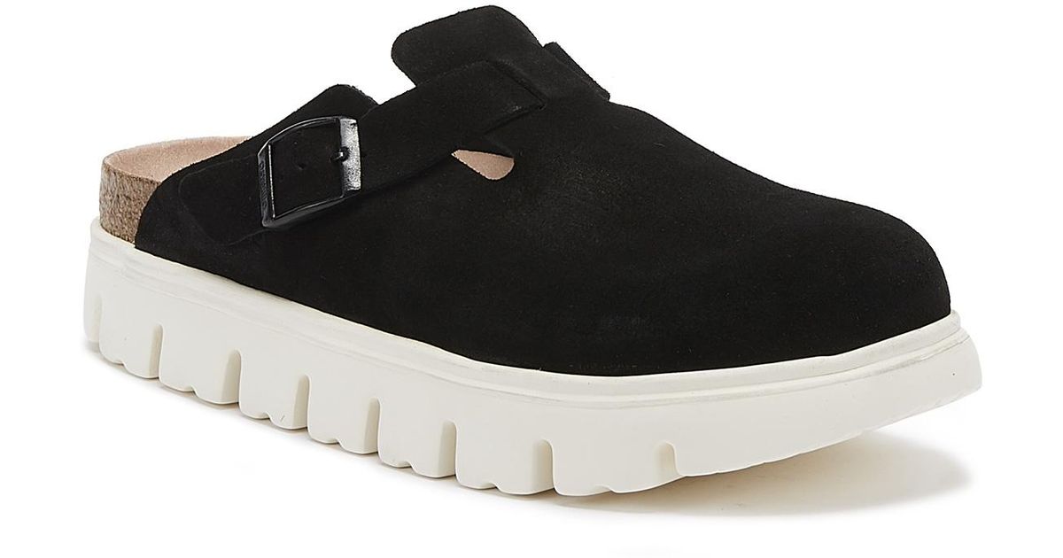 Birkenstock Boston Suede Womens Black Chunky Clogs - Lyst