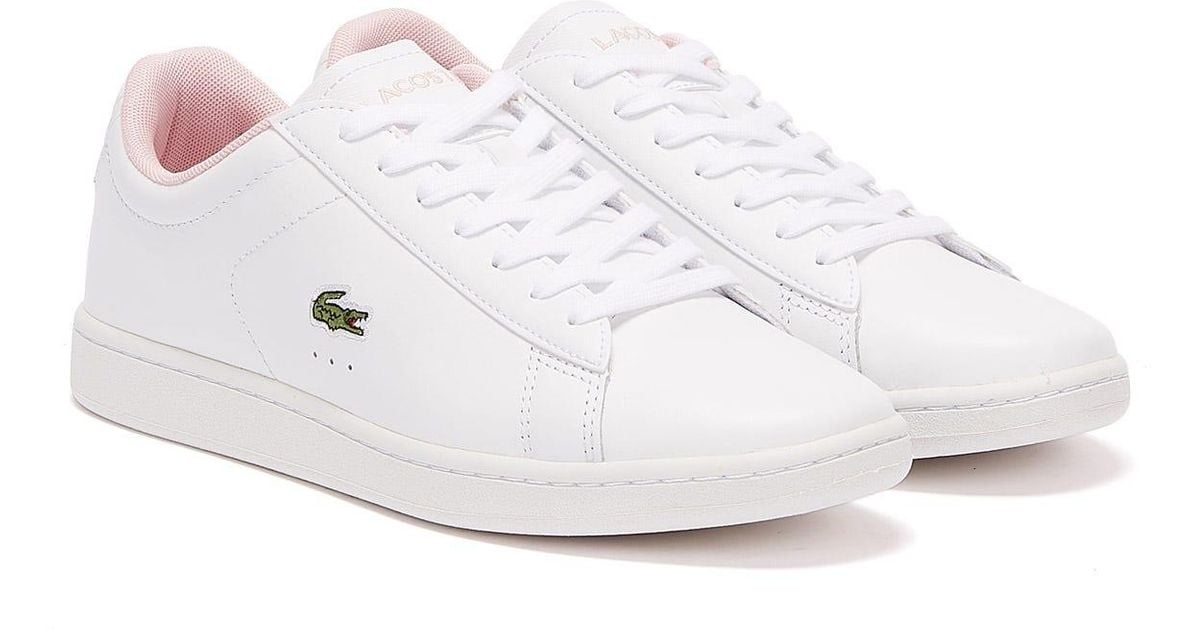 lacoste pink and white trainers