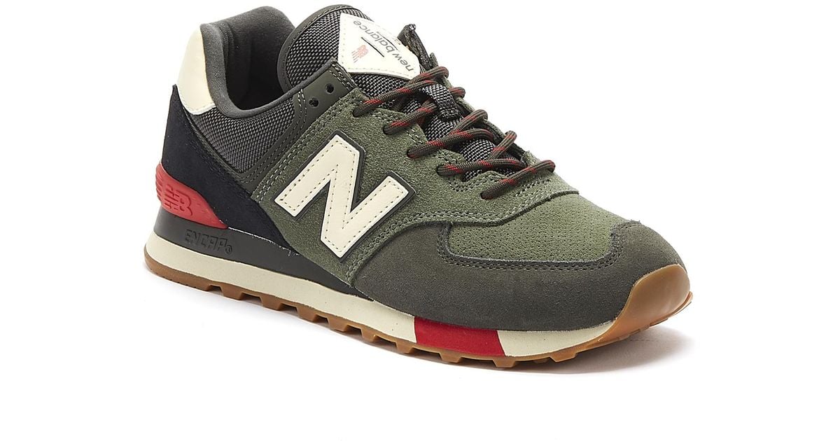 New Balance Suede 574 Mens Green / Red Trainers for Men - Lyst