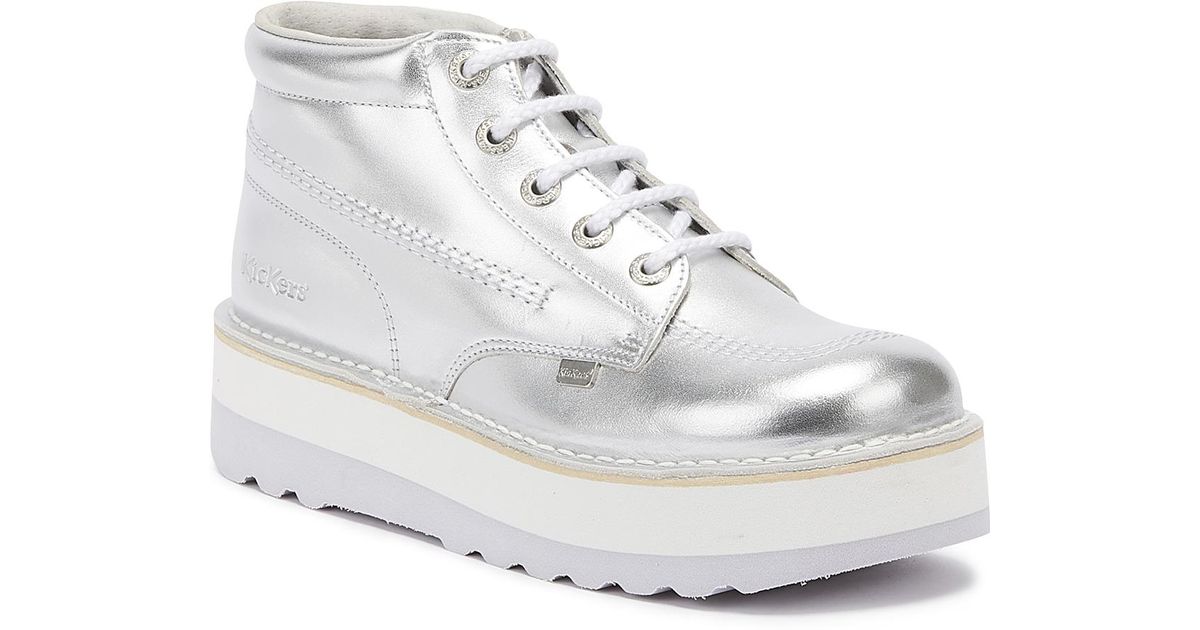 HOT Silver Kickers Kickers Hi Stack Kickers Kick Hi Stack Womens