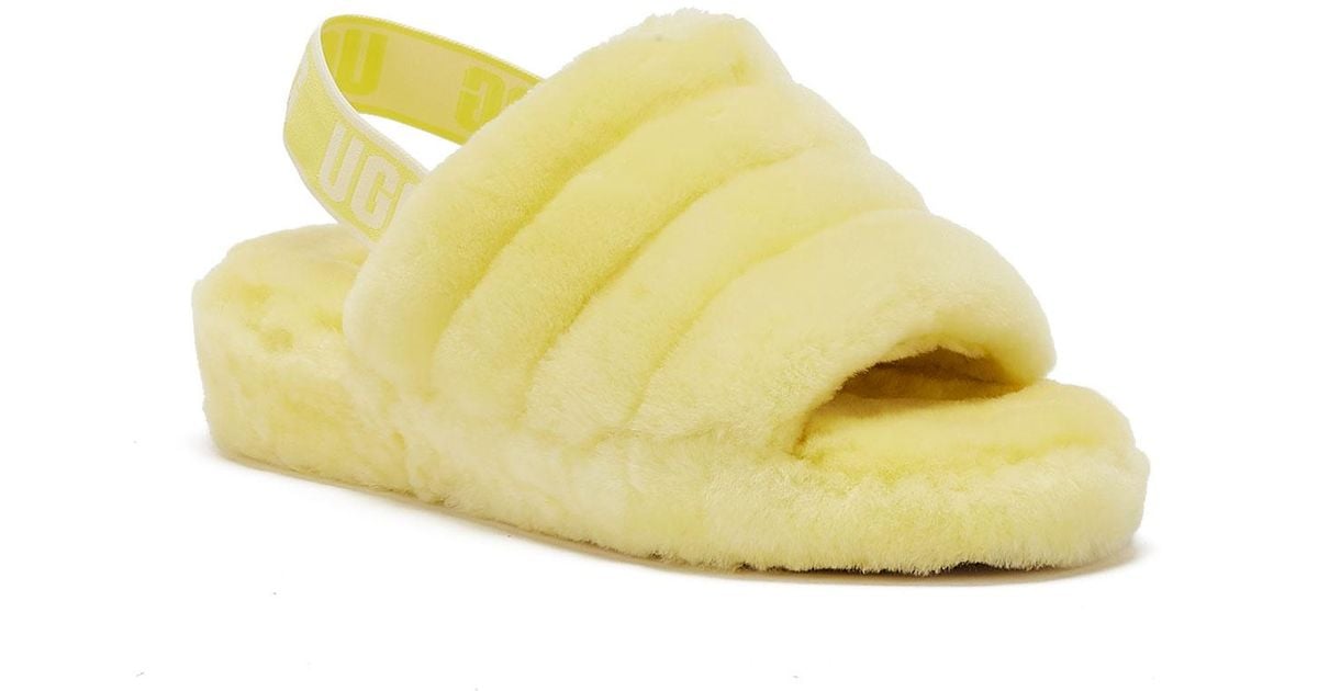 UGG Rubber UGG Fluff Yeah Womens Neon Yellow Slippers - Lyst