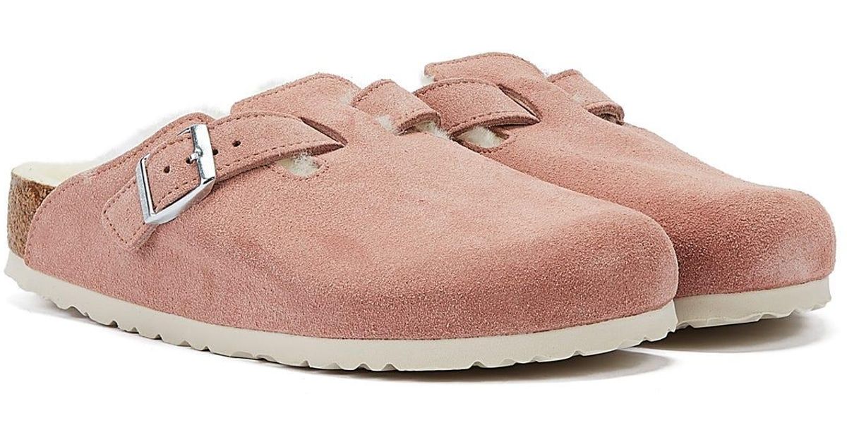Birkenstock Boston Shearling Clay Slippers in Pink Lyst UK