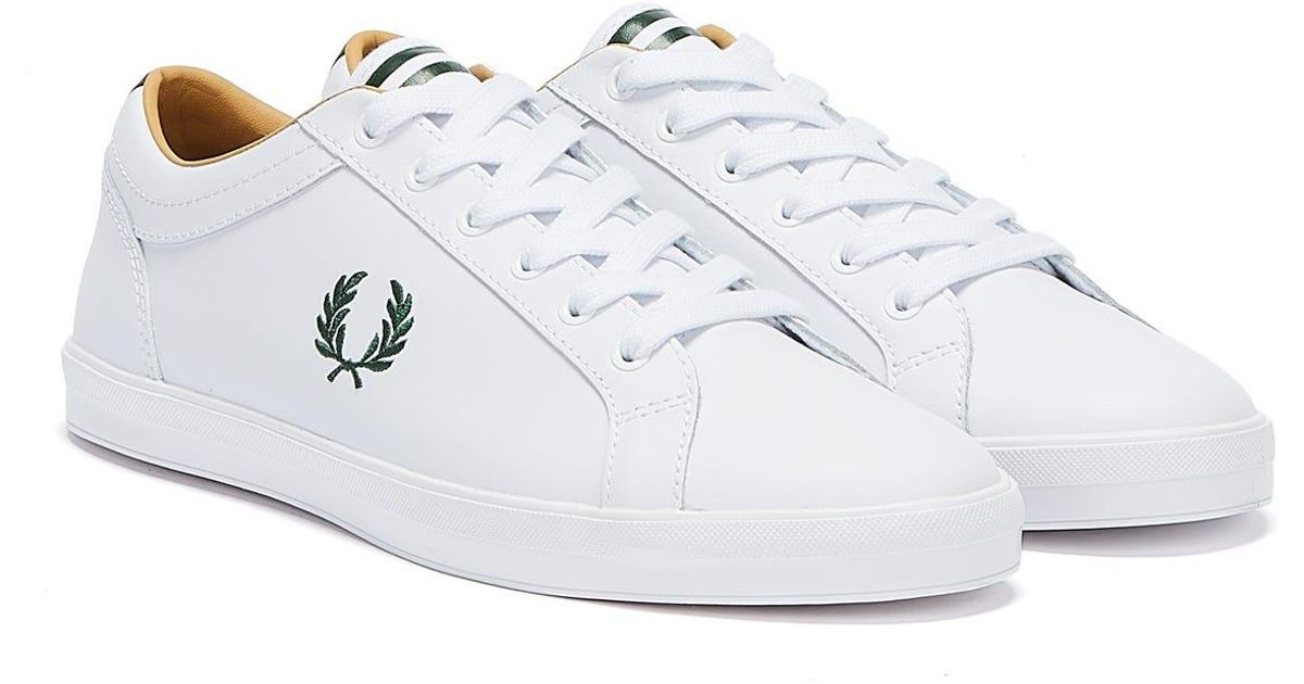 fred perry b300 leather trainers in white