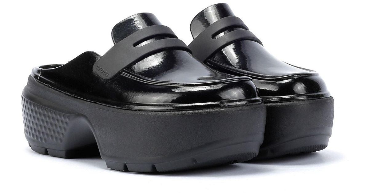 Crocs™ Stomp High Shine Loafers Material_Synthetic in Black