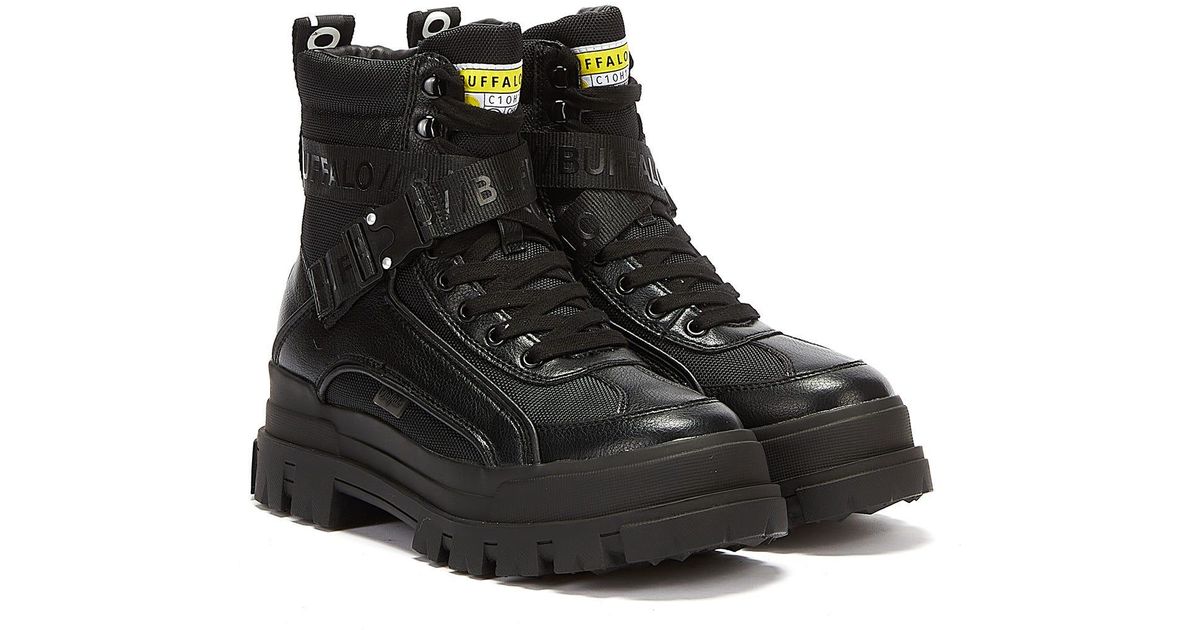 buffalo black aspha mid trainers